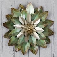 pacific lifestyle green flower metal wall art