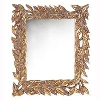 Pacific Lifestyle Antique Gold Polyresin Feather Design Wall Mirror