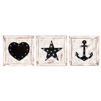 Pacific Lifestyle S-3 Natural Wash Fir Wood Square LED Wall Plaques