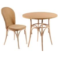 Pacific Lifestyle Tudor Lloyd Loom Round Glass Top Dining Set with 2 Woven Seat Dining Chairs