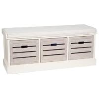 Pacific Lifestyle Addison White Melody Pine Wood 3 Drawer Cushion Bench