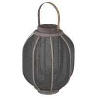 Pacific Lifestyle Antique Grey Wood and Linen Lantern