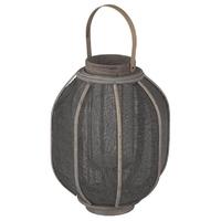 pacific lifestyle antique grey wood and linen lantern