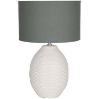 Pacific Lifestyle Gloss White Ceramic Lamp with Dark Grey Linen