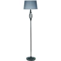 pacific lifestyle black chrome metal twist floor lamp with faux silk