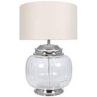 Pacific Lifestyle Glass and Nickel Ribbed Wide Table Lamp