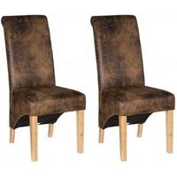 Padded Rustic Faux Leather and Bows Dining Chair (Pair)