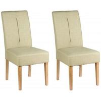 Padded Green Fabric Dining Chair (Pair)