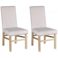 padded light grey fabric dining chair pair