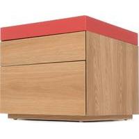 Pavillion Bedside Table, Oak & red