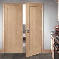 Pattern 10 Style 1 Panel Oak Fire Door Pair is 30 Minute Fire Rated