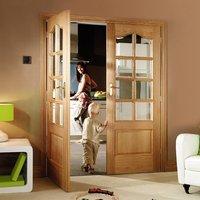 Park Lane Oak Door Pair with Bevelled Clear Safety Glass