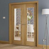 Palermo Oak Door Pair with Clear Safety Glass