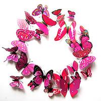 Pack of 12 PCs Wall Stickers, Modern City Life Adorable PVC Stereo Rose Butterfly Wall Stickers