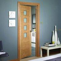 Palermo Oak Door with 4 Panes of Obscure Safety Glass