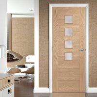 Palermo Oak Fire Door with Obscure Safety Glass is 1/2 Hour Fire Rated.