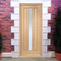 Padova Exterior Oak Door and Frame Set with Fittings and Obscure Double Glazing