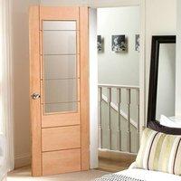 Palermo Oak 2XG Door with Clear Etched Safety Glass