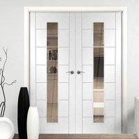 Palermo 1L White Primed Flush Door Pair With Clear Glass