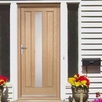 padova exterior oak door and frame set with obscure double glazing