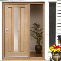 padova oak door with obscure double glazing and frame set with one ung ...