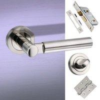 Palermo Mediterranean Bathroom Lever on Rose - Satin Nickel Handle Pack