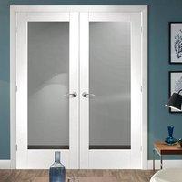 Pattern 10 White Primed French Door Pair with Clear safety Glass