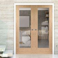 Pattern 10 Oak Door Pair - Clear Glass