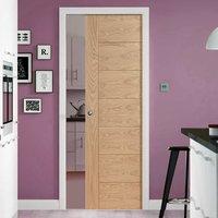 Palermo Oak Fire Pocket Door is Pre-finished and 1/2 Hour Fire Rated