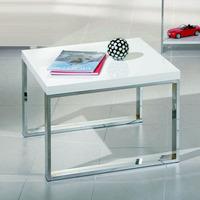 Pat Square Coffee Table in White With Metal Legs