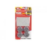 pack of 4 stainless steel scourers 1 cleaning pad