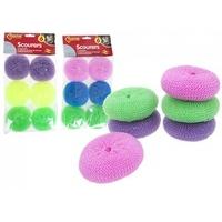 Pack Of 6 Pp Scourers In Bag - Assorted Colours.