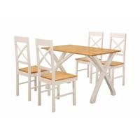 Panama Dining Table In Solid Rubber Wood With 4 Dining Chairs