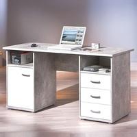 Patrick Computer Desk In Light Grey With 3 Drawers And 1 Door
