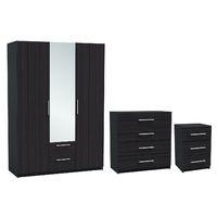 paris 3 door wardrobe bedroom set wenge