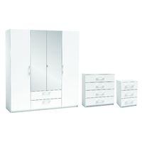 Paris 4 Door Wardrobe Bedroom Set White