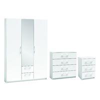 paris 3 door wardrobe bedroom set white