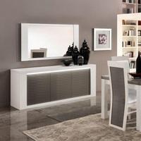 Pamela High Gloss Sideboard In White And Grey With Lighting