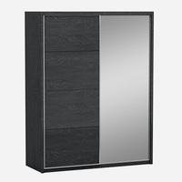 Parker Sliding Mirrored Wardrobe In Grey High Gloss