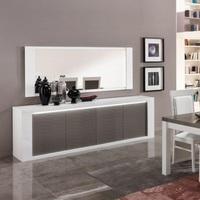 Pamela High Gloss Sideboard Large In White And Grey With Lights