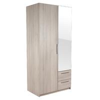 Paris 2 Door 2 Drawer Mirrored Wardrobe Acacia