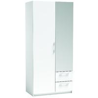 Paris 2 Door 2 Drawer Mirrored Wardrobe Pearl White