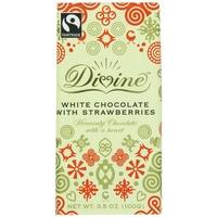 (Pack of 15) Divine Chocolate - White Choc with Strawberries 100 g