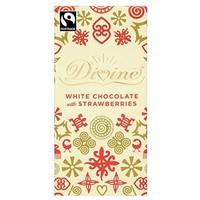 (Pack of 15) Divine Chocolate - White Choc with Strawberries 100 g