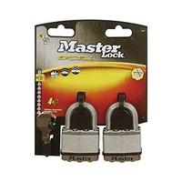 Pack of 2 high security padlocks with outdoor protection, long shackle, keyed lock, 50-mm wide body, ideal for securing a basement