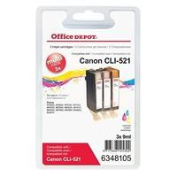 Pack 3 Cartridge Ink 3 Colour Remanufactured Canon CLI521