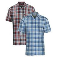 Pack of 2 Mens Champion Radstock 100% Cotton Country Casual Short Sleeved Shirt
