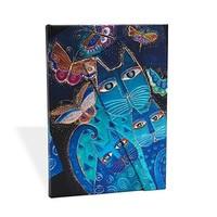 Paperblanks Fantastic Felines Blue Cats and Butterflies Midi Notebook with Lined Pages