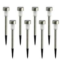 pack of 8 white solar powered led rechargeable stainless steel garden  ...