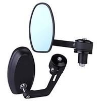 Pair Aluminum Motorcycle Motorbike Oval Side Rear View Mirror Black